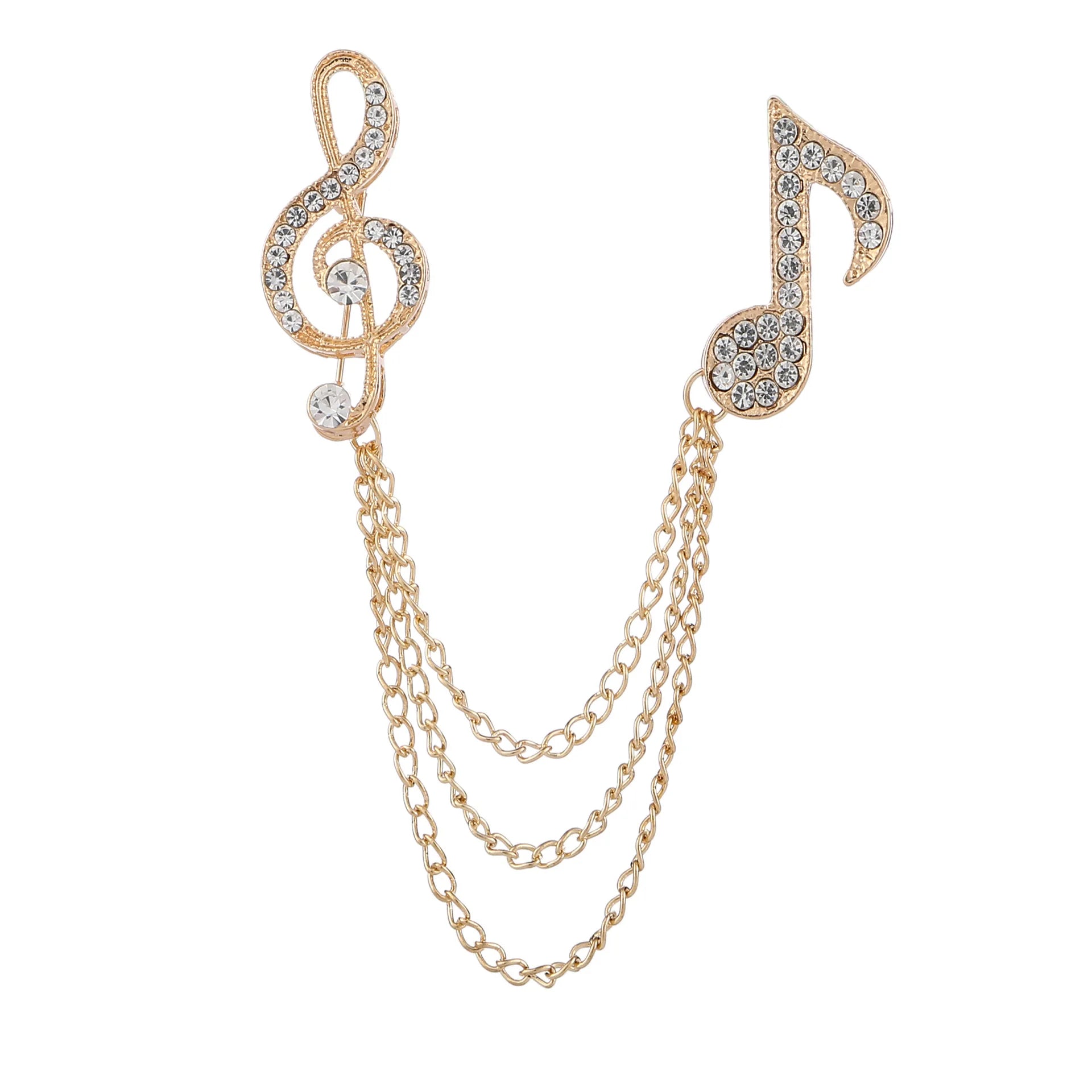 Popular Brands Classic Music Note Brooches Popular Tassel Chain Breastpin From Designer