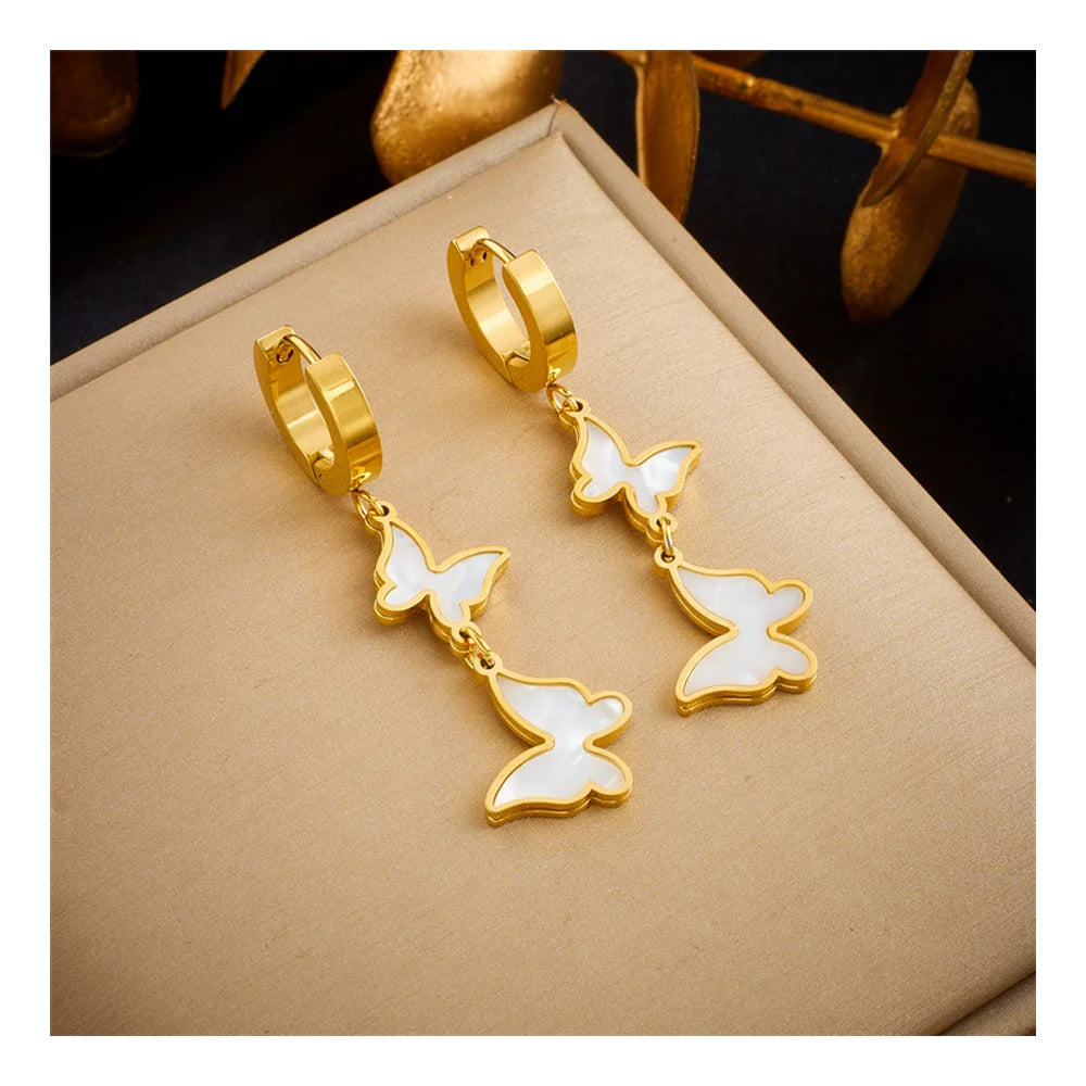 Fashion Jewelry Non Tarnish Stainless Steel Earrings 18k Pvd Gold Plated Wholesale Butterfly Earring Women