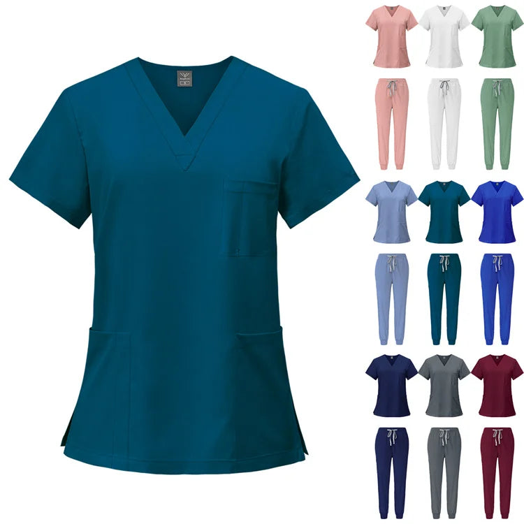 Elastic Quick Dry Doctor Nursing Dental Clinic Beauty Salon SPA Operation Scrubs Suit Custom logo Women Scrubs Uniform Sets