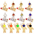 New Style Cute Spaceman 18K Gold Charm PendantTrendy Colourful Inlaid Star Zircon Jewelry Necklace Making Wholesale Supply L09