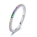 925 Sterling Silver Dazzling Zircon Ring Round Rainbow Ring for Women Wedding Fingers Silver 925 Jewelry BSR168