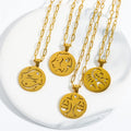 Jewelry Manufacturer Wholesale Zodiac Round Pendant Necklace Custom Cz Zircon Zodiac Charm Necklace