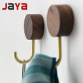 JAYA Black Walnut Brass Hook Simple Style Single Wall Hook for Bathroom Bedroom or Kitchen Rustic Design Wood Wall Hook
