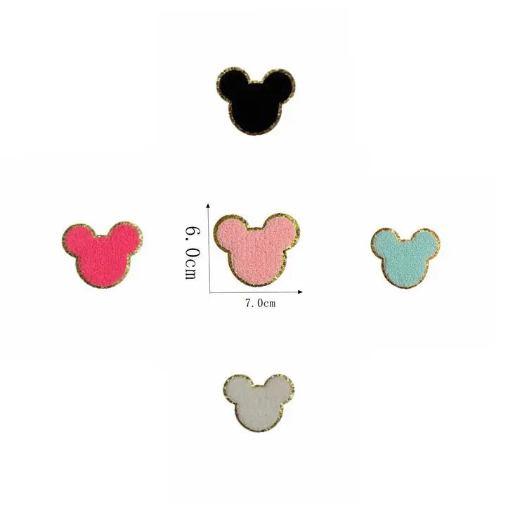 Wholesale Mickey Mouse Patch Glitter Chenille Cartoon Iron-on Patches with Embroidered Sequins Decoration for Hat Hot Sale