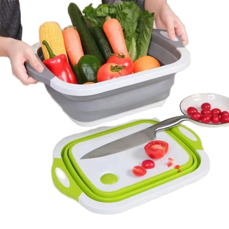 Multifunctional Folding Plastic Cutting Board Kitchen Sink New Home Kitchen Supplies Vegetable Washing Basin Drainage Basket
