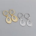 Bohemian Style Water Drop-shaped Ripples 18k Gold 925 Sterling Silver Fashion Hoop Earrings For Women