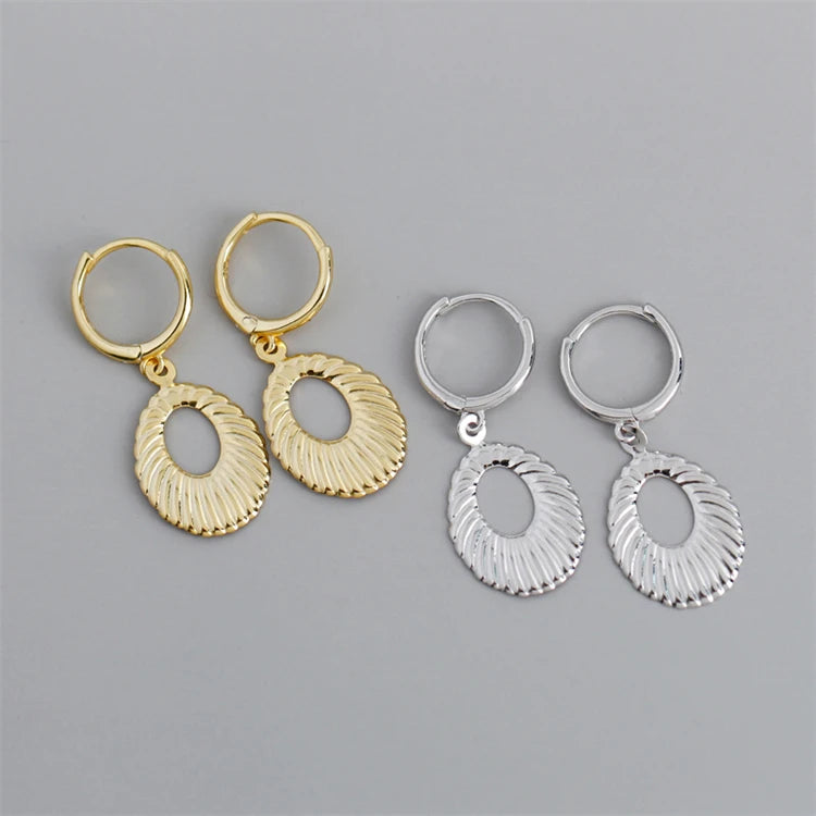 Bohemian Style Water Drop-shaped Ripples 18k Gold 925 Sterling Silver Fashion Hoop Earrings For Women