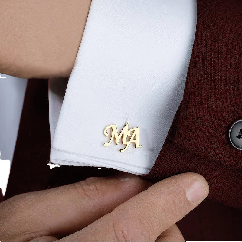 New North Name Cufflinks Fashion Stainless Steel Jewelry Anniversaries Gift Personalized Name Initial Letter Cufflinks for Men