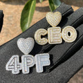 Punk Small Rock Sugar DIY Letter Stitching Heart Love Pendant Necklace New Brass Inlaid Zircon for Parties