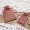 Luxury Super Soft Brown Velvet Pouch Jewelry Customized Drawstring Dust Gift Cosmetic Packaging Bag Screen Printed Design Shock