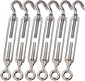 M6 Heavy Duty Stainless Steel 304 Turnbuckle Kit 6-Packs Anti-Rust Hook Eye for Sun Shade Tent Wire Rope Installation Closed