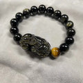 2022 10-16mm Natural Obsidian Bracelet Gold Lucky Charm Tiger Eye Stone Men and Women Jewelry Pixiu Bracelet