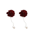 2025 Crystal Wholesale Alloy Earrings Pearl Woman 2021 Red Rose Flower Earrings