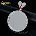 Unique GRA Certificate Enamel Broken Heart Bail Hip Hop Moissanite 925 Sterling Silver Vvs Diamond Picture Memory Pendant
