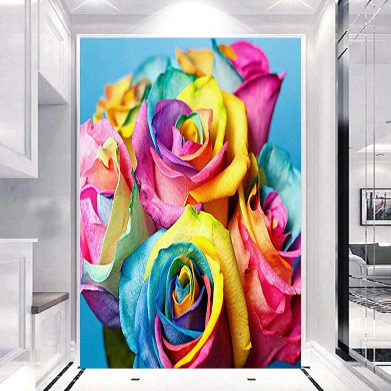 5D Full Diamond Painting Rose Canvas Painting Embroidery Magic Diamond Flower Colorful Landscape Adult Family Gift Crafts