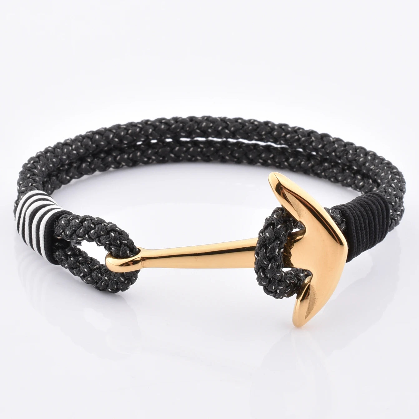 Latest New Brown Nylon Rope Gold Stainless Steel Anchor Nautical Vintage Bracelet