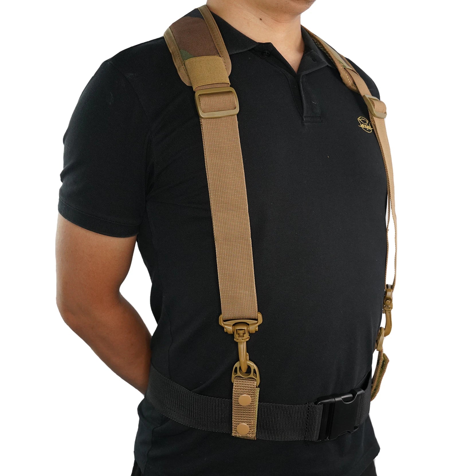 Adjustable Tactical Camo Suspenders with Padded  Tool Belt