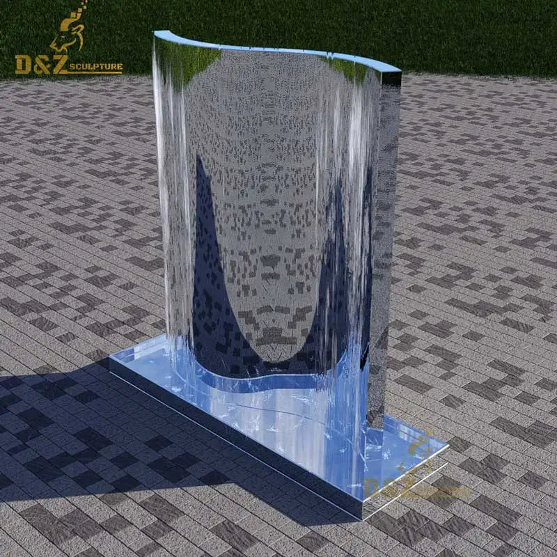 Outdoor Park Decoration Modern Large Metal Curved Water Fountain Stainless Steel Sculpture Waterfall