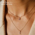 EManco Zircon Letter Personalized Pendant Necklace Stainless Steel Initial Letter Accessories Memorial Day Gift