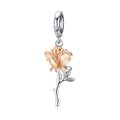 Real 925 Sterling Silver Rose Flower Charms Fit Original Bracelet DIY Necklace Pendant Wedding Luxury Jewelry BSC145