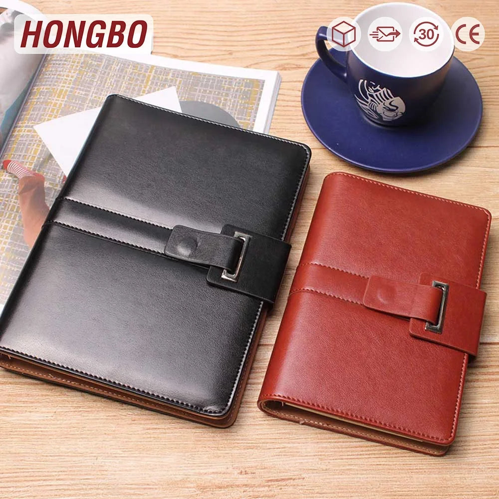 Custom Logo A5 Business Leather Briefcase Binder Folder Handbag with Card Cases and Pockets