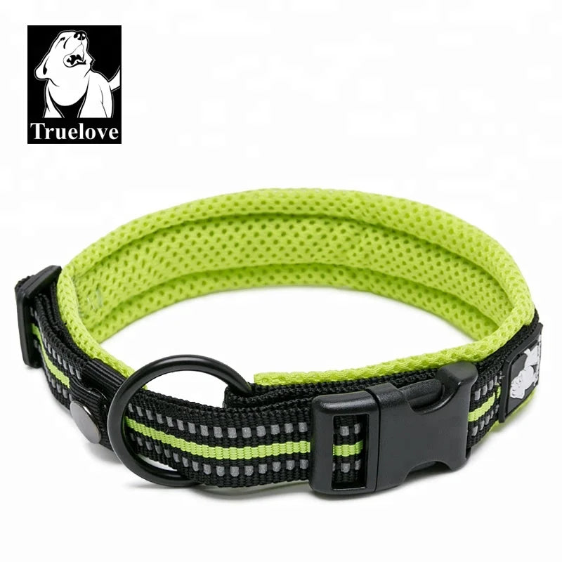 Truelove Wholesale Breathable Heavy Duty Soft Reflective Adjustable Nylon Padded Training Luxury Light up Pet Dog Cat Collar