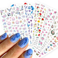 Popular Blue Butterfly Ocean Shell Conch Spring Flower Christmas Flakes 3D Nail Art Sticker Decals