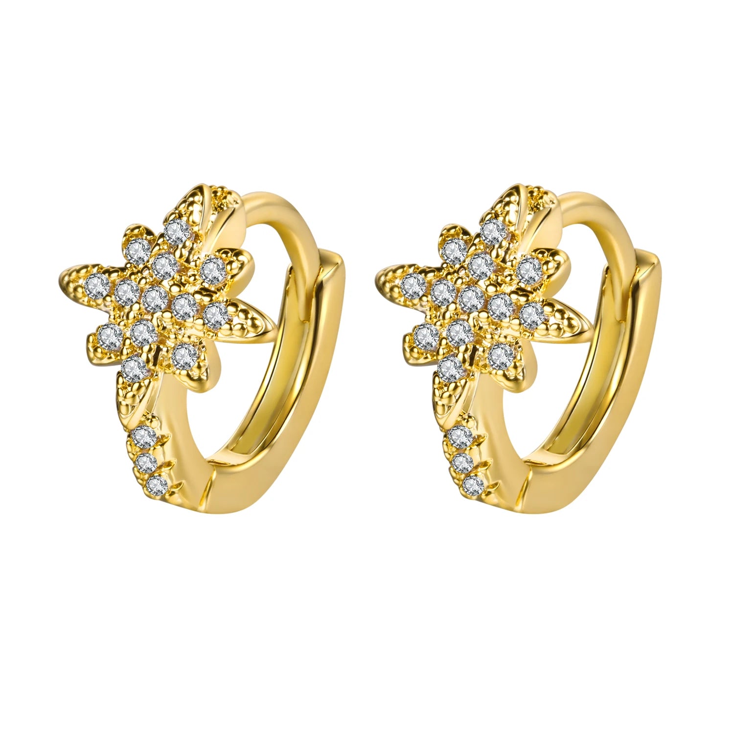 Wholesale Fashion Star Earrings Luxury Temperament Earrings Women 18K Gold Plated Ear Clips for Women