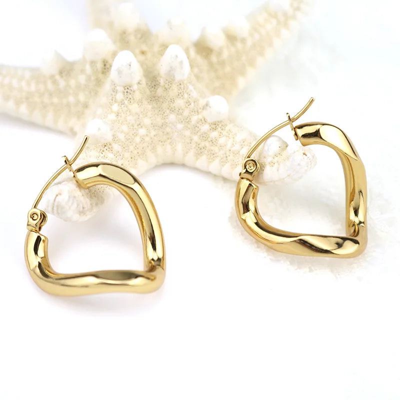 Trendy Style 18k Gold Plated Stainless Steel Geometric Shaped Hoop Earring Dangle Earring for Women Ladies