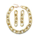 Punk Hiphop Round Resin Jewelry Set Gold Sliver Rose Gold Hollow U Shape Acrylic Long Link Chain Necklace Earrings
