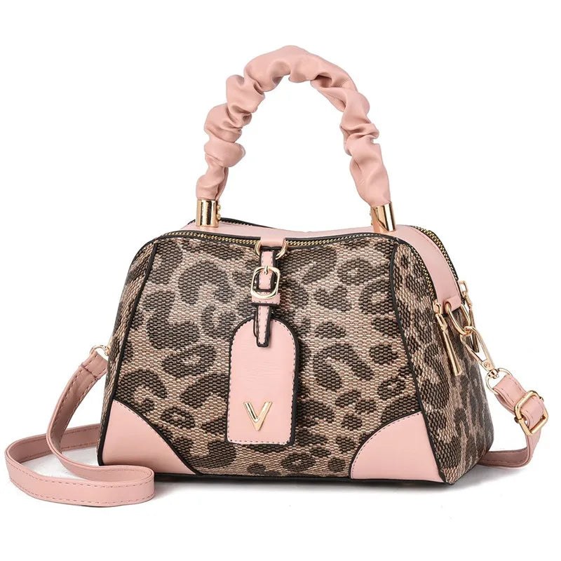 2022 Women's Leopard Print Cross-Body Handbag Single Shoulder Open Groundbreaking Foreign Trade Design Ladies' Burst Bag Model