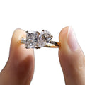 New Design 18k Gold Two Stone Lab Diamond Ring 1CT Emerald Cut and Pear Cut Engagement Wedding Ring IGI Jewelry