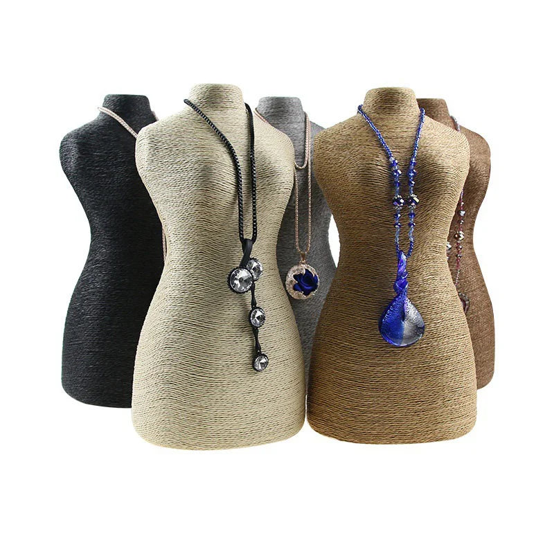 Hemp Rope Ornaments Display Frame Humanoid Pendant Sweater Chain Necklace Frame Winding Rope High-grade Jewelry Props Jewelry