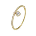 Women's Fashion Jewelry 18k Gold Plated Brass Cubic Zirconia Personalized Brass Bangle Heart Charms Bracelets & Bangles