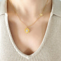 New Chic Small Flower Necklace 18K Gold Plated Clay Rhinestone Crystal Stainless Steel Daisy Necklace for Women
