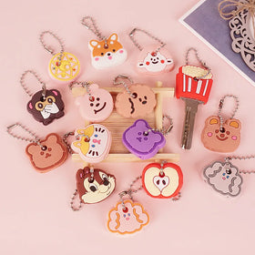 Factory Wholesale Creative Cartoon Fashion High Quality Soft Silicone Adhesive Cute Animal Key Cover