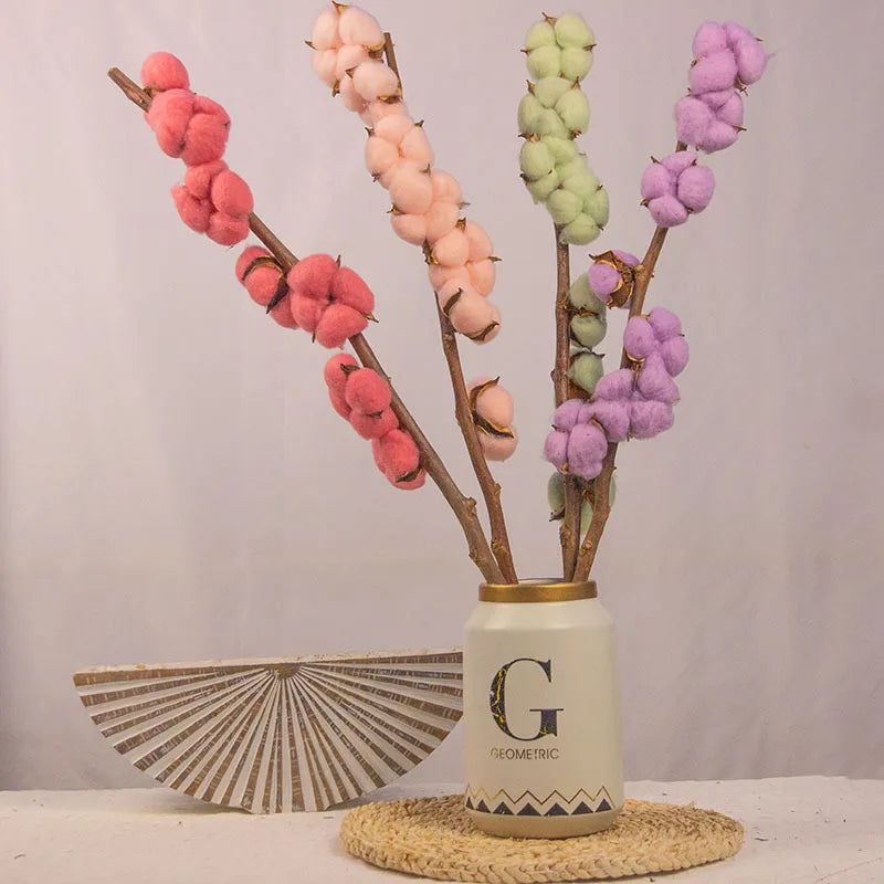 Cotton Flowers Stems Dried Cotton Stalks Plants Artificial Cotton Floral Stems Farmhouse Decorations for Vase Home Decor