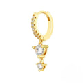 S925 Sterling Silver Gold Plated Single Piece Micro Inlaid Zircon Circle Hoop Earrings Three-in-one Zircon Stud Hoop Earrings