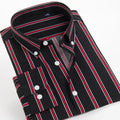 RNSHANGER Men's Stripe Long Sleeve Shirts Daily Casual Plus Size 50 Turn Down Collar New Fashion Young Men Loose Shirts