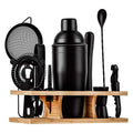Professional Barware Tools Wooden Stand Stainless Steel Bartender Kit Bar Accessories Jigger Cocktail Shaker Set Velvet Carry