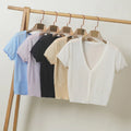 M-4XL V-neck air Conditioning Shirt Summer Thin Top Ice Silk Knitwear Women's Cardigan Short Sleeve Sunscreen Shirts