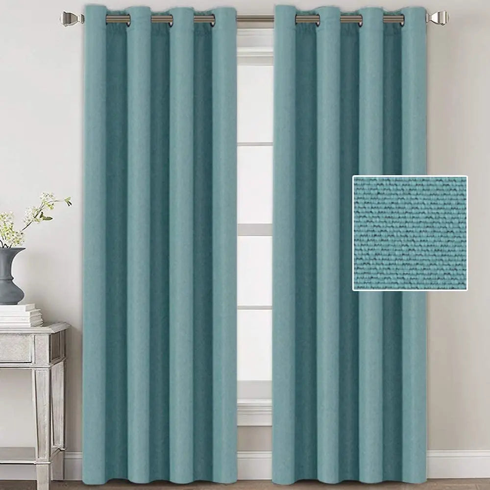 DaiRui Top Selling Ready Made Faux Linen Curtains for the Living Room Blackout MegaBDM