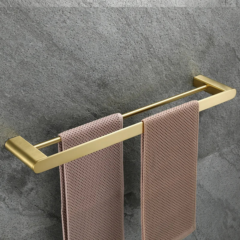 6 Pcs Brushed Stainless Steel Modern Eco-Friendly Bathroom Hardware Set Robe Hook Towel Bar Toilet Paper Holder Accessories