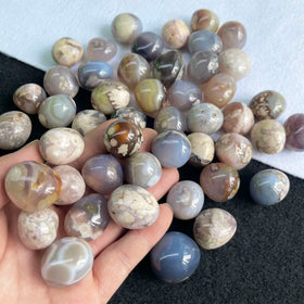 Wholesale Black Flower Agate Tumbled Stone Black Cherry Agate Tumbled Healing Stones