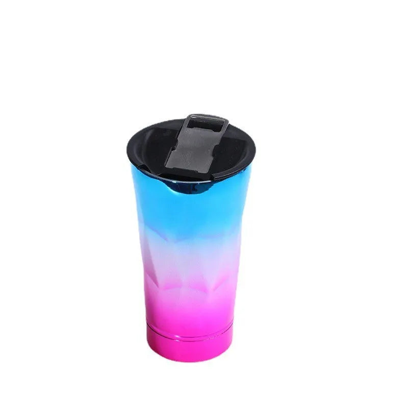 500ml Portable Coffee Cup with Lid Gradient Color Double Wall Vaccuum Stainless Steel Coffee Mug