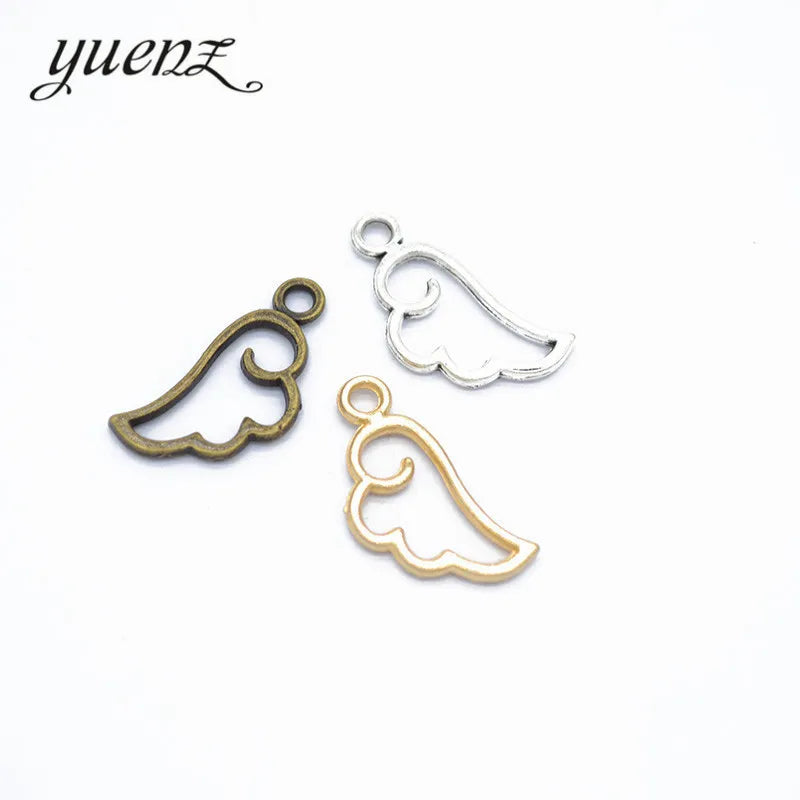 YuenZ 100pcs/bag Fashion Angel wings Charms Pendants for Jewelry Making DIY Earring Bracelet Accessories Handmade 18*8mm D434