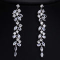 S925 Sterling Silver Color Round Cute Bling Stud Earrings for Women Fashion Jewelry New Korean Earrings Crystal Long Earring