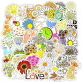 50pcs Cute Yellow Flower Sunflower PVC Lucky Girl Gift Luggage Label  Waterproof Vinyl Sticker