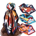 MIO Hot Sale Retro Flower Printed 90*90cm Silk Feeling Head Scarf Women Square Head Wrap Fashion Large Kerchief Scarf