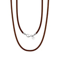 RINNTIN SC62 925 Sterling Silver Italian 2mm 3mm Black or Brown Leather Cord Chain Necklace for Men Women